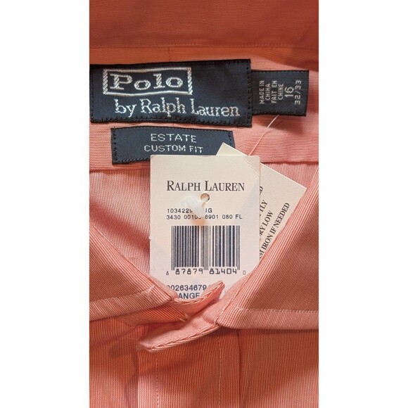 NEW Polo Ralph Lauren Estate Custom Fit LS Shirt Size 16 32/33 Orange Coral NWT - Picture 6 of 11
